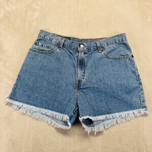 Vintage Levi's 555 Shorts Womens‎ 14 Medium Wash Blue Denim Guy Fit Made in USA